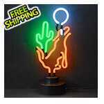 Neonetics Coyote Moon Cactus Neon Sculpture