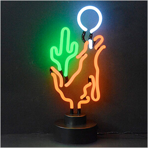 Coyote Moon Cactus Neon Sculpture