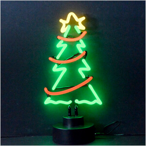 Christmas Tree with Garland Neon Sculpture