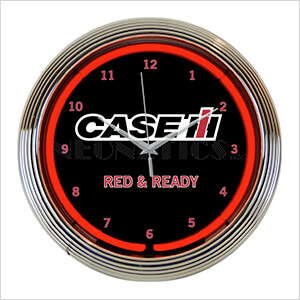 15-Inch Case IH Red and Ready Neon Clock