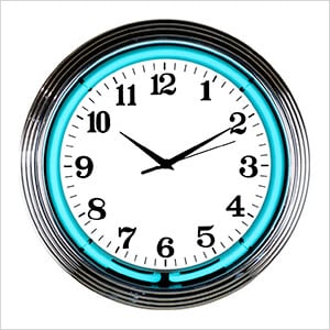15-Inch Standard Teal Neon Clock