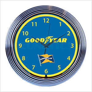 15-Inch Goodyear Tires Yellow Neon Clock