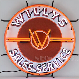 Willys Sales Service 24-Inch Neon Sign
