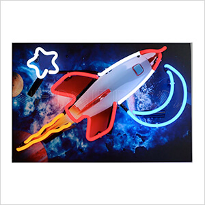 Outer Space Rocket 18-Inch Neon Sign