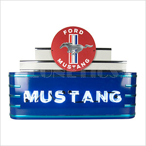 Theater Marquee Art Deco Ford Mustang Neon Sign in Steel Can