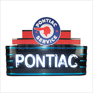 Theater Marquee Art Deco Pontiac Service Neon Sign in Steel Can