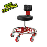 Vyper Industrial Robust Steel Max Rolling Shop Stool (Black Seat, Red Frame, Red Casters)