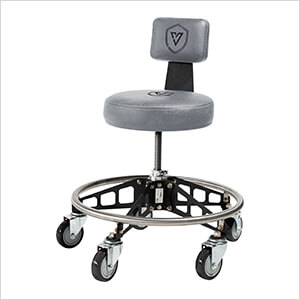 Robust Steel Max Rolling Shop Stool (Grey Seat, Black Frame, Black Casters)