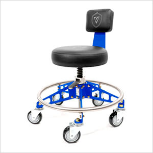 Robust Steel Max Quick Height Shop Stool (Black Seat, Blue Frame, Black Casters)