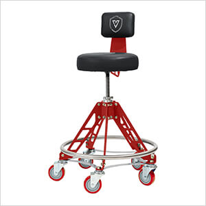 Elevated Steel Max Shop Stool (Black Seat, Red Frame, Red Casters)