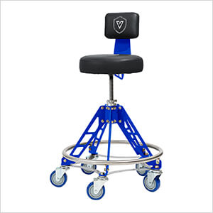 Elevated Steel Max Shop Stool (Black Seat, Blue Frame, Blue Casters)