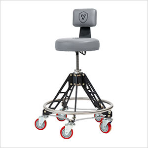 Elevated Steel Max Shop Stool (Grey Seat, Black Frame, Red Casters)