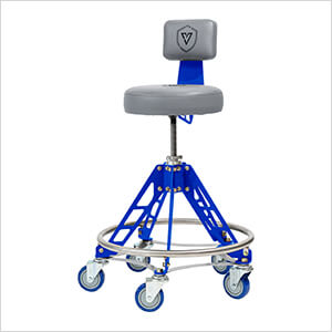 Elevated Steel Max Shop Stool (Grey Seat, Blue Frame, Blue Casters)