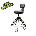 Vyper Industrial Elevated Steel Max Quick Height Shop Stool (Black Seat, Black Frame, Black Casters)