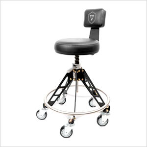 Elevated Steel Max Quick Height Shop Stool (Black Seat, Black Frame, Black Casters)