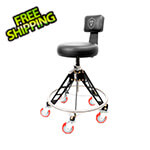 Vyper Industrial Elevated Steel Max Quick Height Shop Stool (Black Seat, Black Frame, Red Casters)