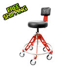Vyper Industrial Elevated Steel Max Quick Height Shop Stool (Black Seat, Red Frame, Black Casters)
