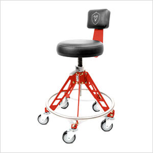 Elevated Steel Max Quick Height Shop Stool (Black Seat, Red Frame, Black Casters)