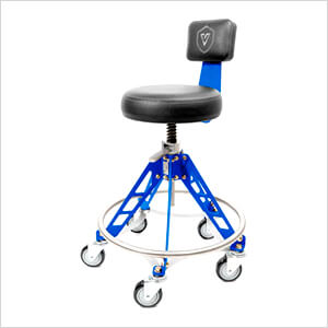 Elevated Steel Max Quick Height Shop Stool (Black Seat, Blue Frame, Black Casters)