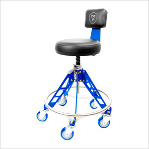 Elevated Steel Max Quick Height Shop Stool (Black Seat, Blue Frame, Blue Casters)