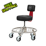 Vyper Industrial Premier Aluminum Max Shop Stool (Black Seat, Red Backrest Arm, Black Casters)