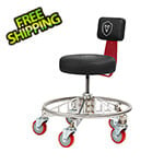 Vyper Industrial Premier Aluminum Max Shop Stool (Black Seat, Red Backrest Arm, Red Casters)