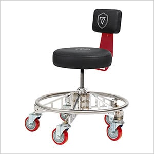 Premier Aluminum Max Shop Stool (Black Seat, Red Backrest Arm, Red Casters)