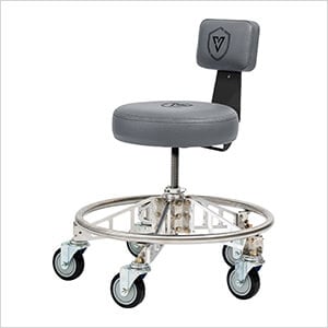 Premier Aluminum Max Shop Stool (Grey Seat, Black Backrest Arm, Black Casters)