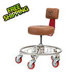 Vyper Industrial Premier Aluminum Max Shop Stool (Brown Seat, Red Backrest Arm, Red Casters)