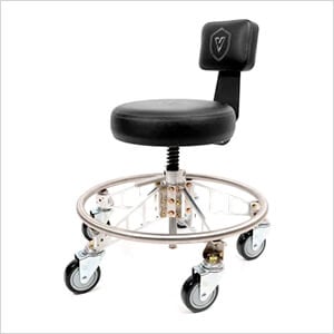 Premier Aluminum Max Quick Height Stool (Black Seat, Black Backrest Arm, Black Casters)