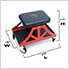 Low Pro Rolling Shop Stool (Black Seat, Red Frame, Black Casters)