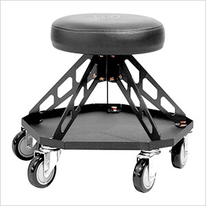 Robust Steel Pro Rolling Shop Stool (Black Seat, Black Frame, Black Casters)