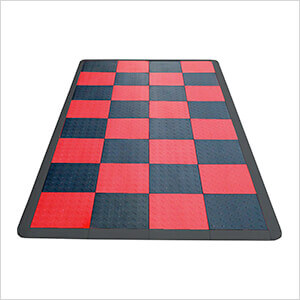 Diamondtrax Home Motorcycle Garage Floor Tile Mat (Jet Black / Racing Red)