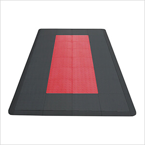 Diamondtrax Home Motorcycle Garage Floor Tile Mat (Jet Black / Racing Red)