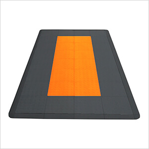 Diamondtrax Home Motorcycle Garage Floor Tile Mat (Jet Black / Tropical Orange)