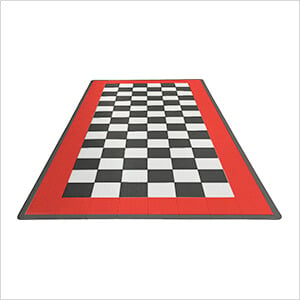 Diamondtrax Home Single Car Garage Floor Tile Mat (Jet Black / Racing Red / Arctic White)