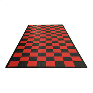 Diamondtrax Home Single Car Garage Floor Mat (Jet Black / Racing Red)