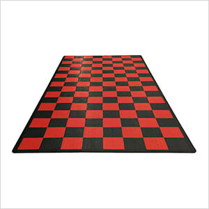 Diamondtrax Home Single Car Garage Floor Tile Mat (Jet Black / Racing Red)