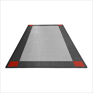Diamondtrax Home Single Car Garage Floor Mat (Pearl Silver / Jet Black / Racing Red)