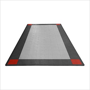 Diamondtrax Home Single Car Garage Floor Tile Mat (Pearl Silver / Jet Black / Racing Red)