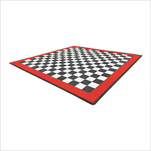 Diamondtrax Home Two Car Garage Floor Tile Mat (Jet Black / Racing Red / Arctic White)