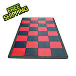 Speedway Tile Motorcycle Garage Floor Mat (Black / Red)