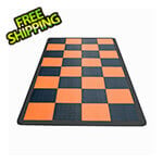Speedway Tile Motorcycle Garage Floor Mat (Black / Orange)