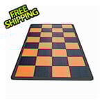 Speedway Tile Motorcycle Garage Floor Tile Mat / Pad (Black / Orange)