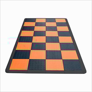 Motorcycle Garage Floor Tile Mat (Black / Orange)