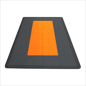 Motorcycle Garage Floor Tile Mat / Pad (Black / Orange)