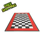 Speedway Tile Single Car Garage Floor Mat (Black / Red / White)