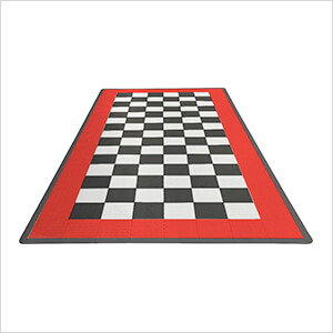 Single Car Garage Floor Tile Mat (Black / Red / White)