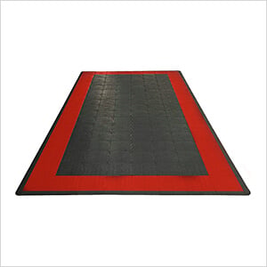 Single Car Garage Floor Tile Mat (Black / Red)