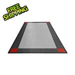 Speedway Tile Single Car Garage Floor Mat (Black / Red / Silver)